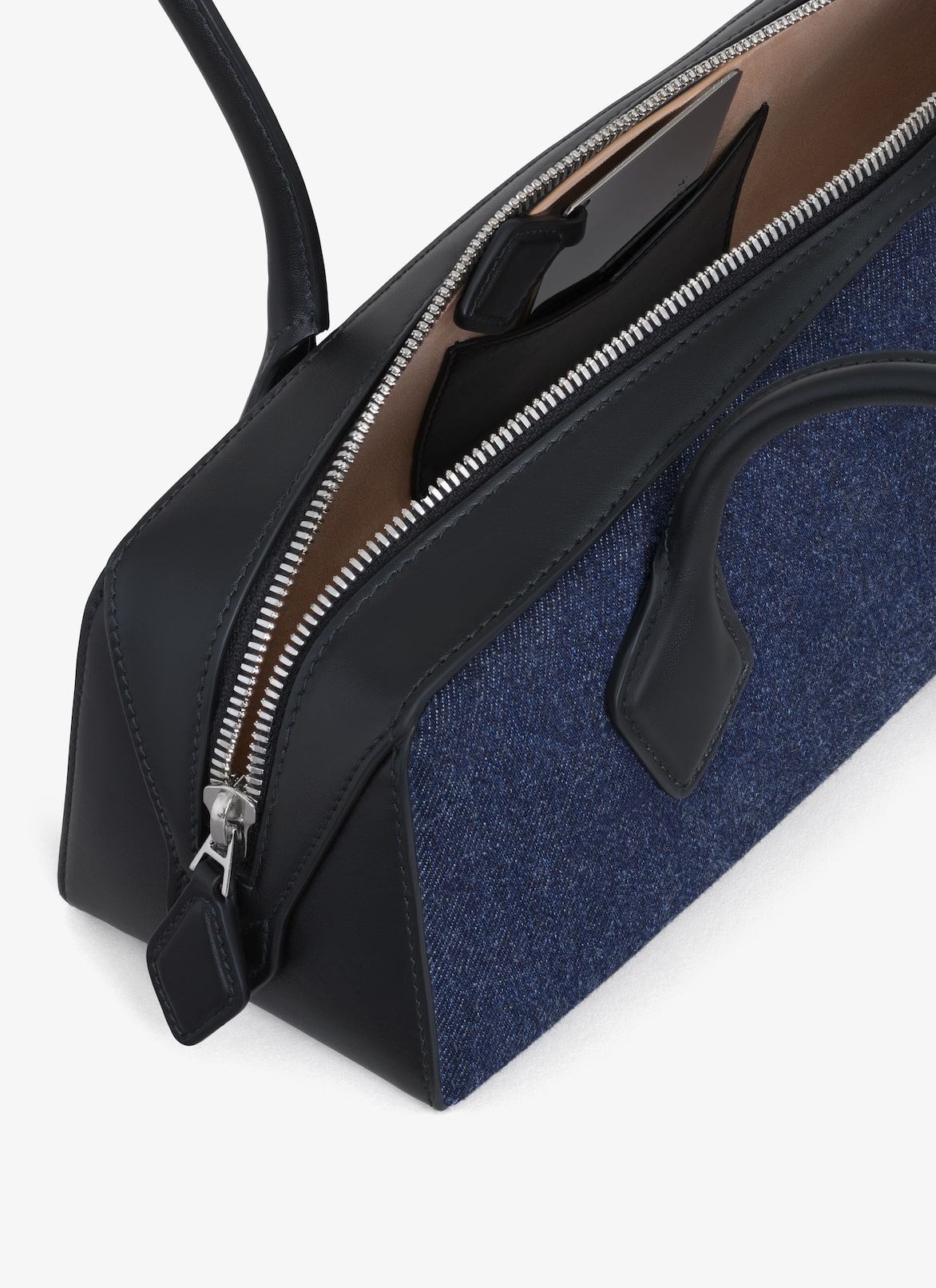 LE TECKEL MEDIUM BAG IN DENIM AND LEATHER ALAÏA DENIM BLUE LE TECKEL MEDIUM BAG IN DENIM AND LEATHER
